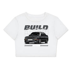 BMW Crop Top "Build for Speed" Graphic Tee | Car Enthusiast Streetwear