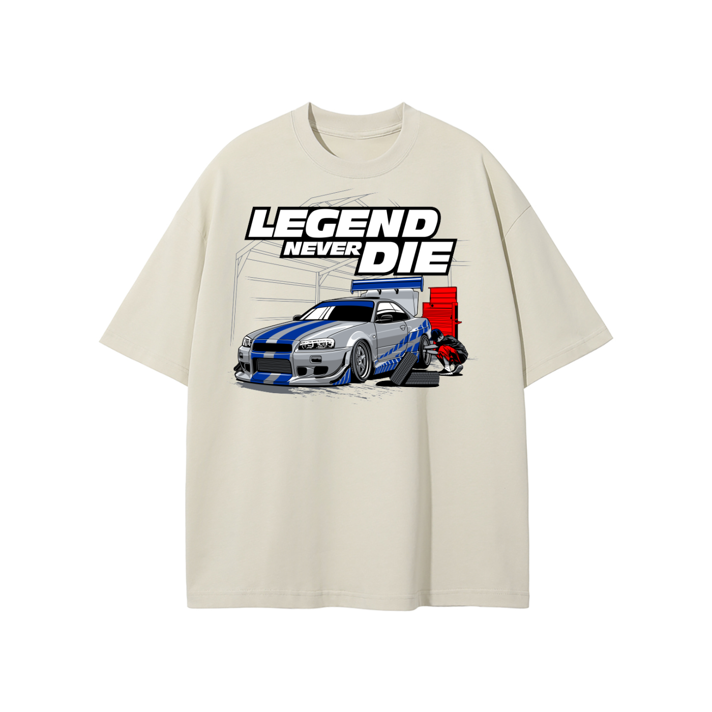 Nissan Skyline R34 Legend Never Die Oversized T-Shirt