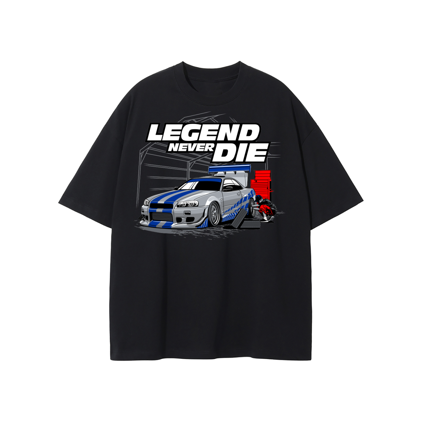 Nissan Skyline R34 Legend Never Die Oversized T-Shirt