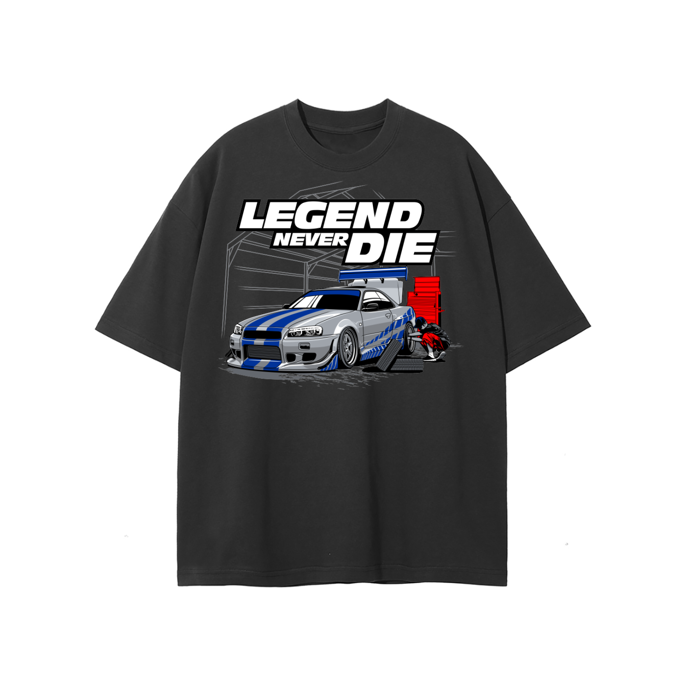 Nissan Skyline R34 Legend Never Die Oversized T-Shirt