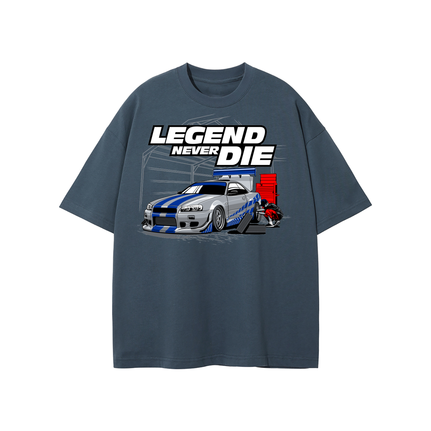 Nissan Skyline R34 Legend Never Die Oversized T-Shirt