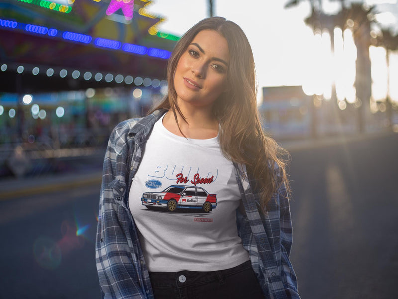 BMW Crop Top "Build for Speed" Graphic Tee | Car Enthusiast Streetwear