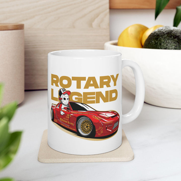 Mazda RX7 Rotary Legend Ceramic Mug | Car Enthusiast Coffee Cup | Chrome and Cotton Automotive Gift